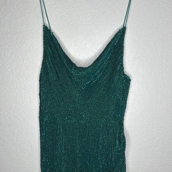 NWT Retrofete Katya Side Slit Evening Gown Large Revolve Green Sequins - Picture 4 of 15
